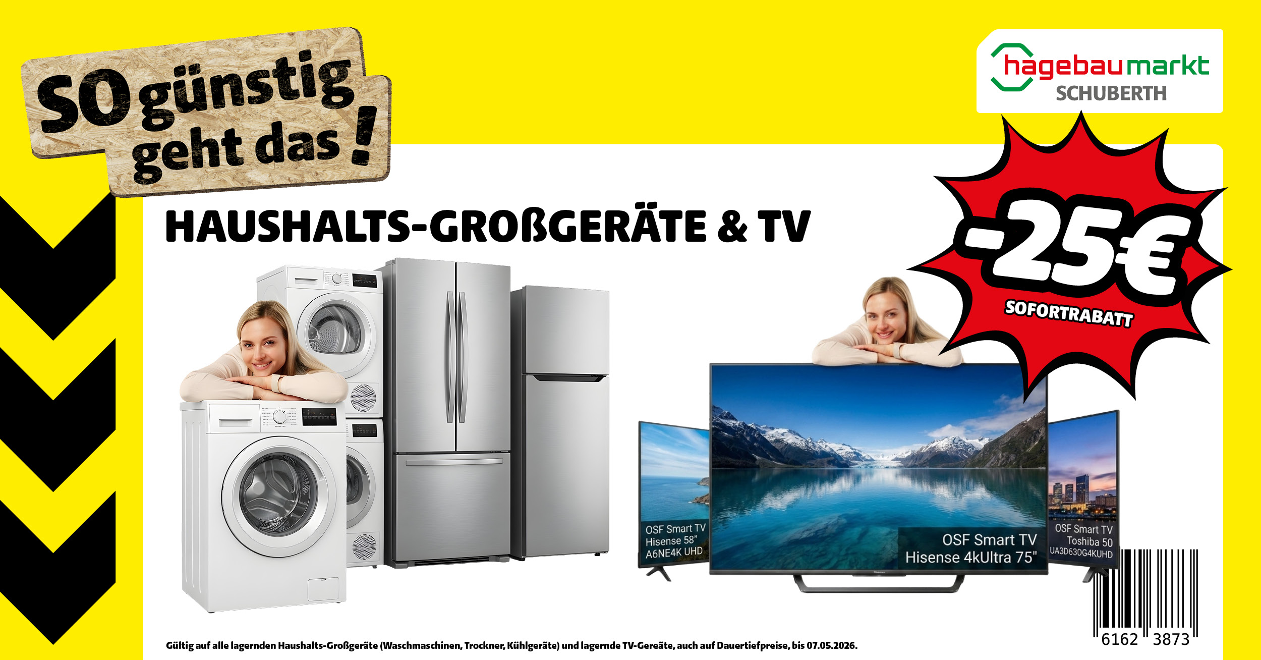 Jetzt -25€ Sofortrabatt auf Haushaltsgroßgeräte und TV!
